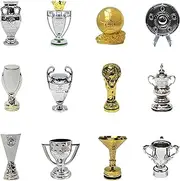MWWDM 12 PCS Mini Football Trophy Model Set,Fully Metal Casting, Fan Collection Gifts, Home Office Bar Ornaments