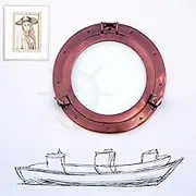 Antique Coke Copper Wall Mounted Nautical Premium Aluminum Vintage Mirror | Ship's Porthole Window | Pirate's Maritime Nautical Themed Decor | Nagina International (10 Inches, Light Antique Window)