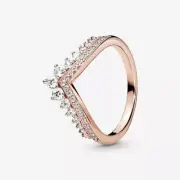 Authentic Pandora 14k Rose Gold Plated Princess Wishbone Ring size 4.5 (48)