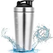 750ml Protein Shaker Bottle Stainless Steel Shake Cup GYM Fitness Drink Mixer
