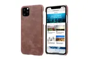 For iPhone 11 Case Elegant Genuine Leather Back Shell Protective Cover Coffee