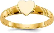 [JewelryWeb] 14k Yellow Gold Solid Polished Teen Love Heart Ring Size 3 Statement-Ring