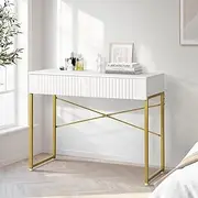 Oikiture Dressing Table Vanity Desk – 2 Drawer Makeup Desk for Bedroom Storage