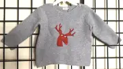 NEW-NWT WildFang/Nyani Cashmere blend GRAY Reindeer Sweater 2/3Y-Beautiful-Plush