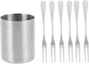 KICHOUSE Fork Storage Bucket 1 Set Stainless Steel Forks Non-Rusting Easy to Clean for Daily Use