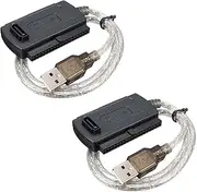Mellisso 2X USB 2.0 Male to IDE SATA 2.5 inch 3.5 inch Converter Adapter Cable Hard Drive HDD Black