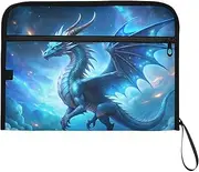YMXFXP Sky Dragon Blue Expandable Filing Folder, 13-Pocket Funny Cute Design with Sticky Labels, A4 Letter Size Document Organizer for Office, School, Boys, Girls