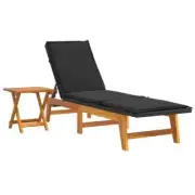 Outdoor Sun Lounger Table Set Wood Timber Rattan Garden Patio Pool Lounge Chair