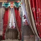 Custom simulation silk red thick cloth blackout curtain valance tulle panel C716