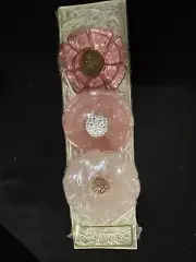3 New Handmade Hand Blown Glass Flower Magents Pink Made In Detroit