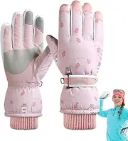 [Generic] Waterproof Touchscreen Ski Gloves, Touchscreen Waterproof Outdoor Sports Gloves, Anti-Slip Winter Snowmobile Hand Warm Velvet Gloves for Girl Cycling