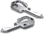 [Ruiyuan] 24-in-1 Multitool Key Tool Portable Multi Key Shaped Tool Stainless Steel Key Chain Tool Pocket Keychain Hand Tool Outdoor Camping Key Ring with Bottle Opener Box Cutter Mini Wrench (Silver)