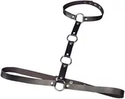 [Eclatify] Women's Punk Leather Harness Bra Body Chain Belts Gothic Black for Festival Rave Club Halloween Party Accessory, Black