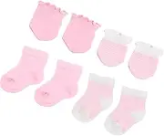 [CATIEBYE] Newborn Baby Socks Gloves Set 4 Pairs Infant Girl Socks Soft Cotton Spandex Non-slip Lightweight Warm Footwear