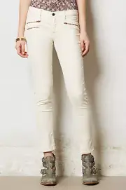 AG Zipper Slim Stevie Ankle Moto Cords Pants Size 29/8 Ivory NW ANTHROPOLOGIE T