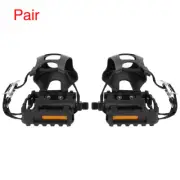 Pair Road Bike Pedals 9/16'' Spindle Platform w Toe Clips Foot Strap for Bicycle