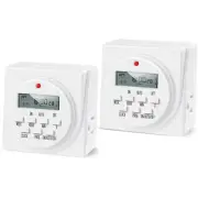 iPower ETL Certified 7 Day Programmable Digital Electric Timer Dual Plug 2-PACK