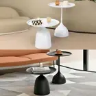 Set of 2 Modern Minimalist Side Table Metal Nesting Coffee Table (18.1"+23.6")H