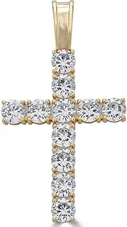 [Harlembling] Moissanite Cross Pendant - 5 Sizes Tennis Cross Available For Men Or Ladies - Great Hip Hop Pendant For Any Necklace - Real Moissanite Jewelry Passes Diamond Tester GRA Certified - 14k Gold Vermeil Solid 925 Sterling Silver