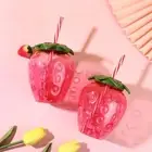 Coffee Cartoon Drinkware With Lid Drinking Water Bottle Strawberry Straw Cup
