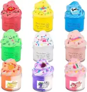 9 Pack Mini Cloud Slime Kit,with Peach and Cute Frog Charms,Scented DIY Slime