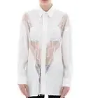 Celine By Phoebe Philo SS 2018 White Button down shirt with lace details Size 3