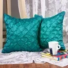 Living room pleated pillow cover teal cushion covers home decor throw pillows 2p