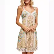 SHERRI HILL Floral Sequin Beaded Cream Beige Formal Dress Size 4 52669 $500