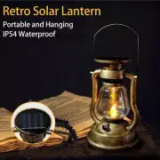 Vintage Solar Kerosene Lantern Outdoor Hanging Light Led Waterproof Camping Lamp