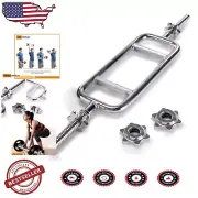 Standard 34-Inch Chrome Tricep Bar with Lock Collars – Weightlifting Essential