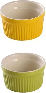 SEWOART 2Pcs Creative Stripe Pattern Baking Bowls Round Shape Pudding Bowls for Desserts High Temperature Resistant Kitchen Tableware for Soups Noodles and Vegetables