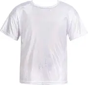 [Sinleey] Kids Girls Sparkly Metallic Tshirt Boys Short Sleeves Tops for Hip Hop Jazz Sports Performance Dancewear