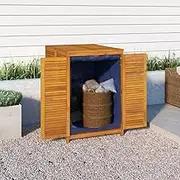 70 x 87 x 104 cm Storage Box with 1 Lock, Garden Storage Box with Double Open Door for Garden Tools, Throw Pillows, Sports, Solid Wood Acacia