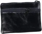 [FOMIYES] Unisex Mini Leather Wallet Zipper Coin Purse Compact Credit Holder for Daily Use Navy Blue Durable and Convenient Design for School Shopping Work and Outings