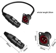 D-Type XLR Male Panel Mount to XLR Female Connector Pass Through Cable 3 Pin