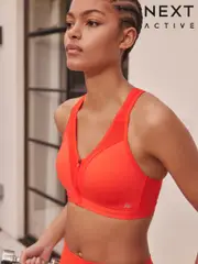 Red Active Sports High Impact Dry Tech Zip Front Bra B-GG (121749) | $53