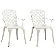 Garden Chairs 2 pcs Cast Aluminium White