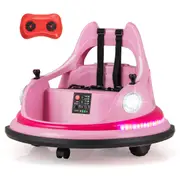 Costway 12V Electric Bumper Car 360° Spin Remote Control Ride on Car w/Light & Music Pink