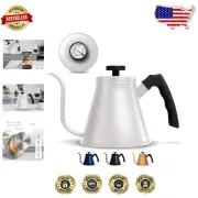 Chic Stainless Steel Gooseneck Kettle with Temperature Gauge - 27 oz Capacity