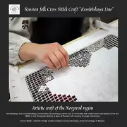 Vintage Cross Stitch Craft "Krestetskaya Line" / 100% linen tablecloth+napkins