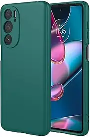 [UPLAI] Case for Motorola Edge 30 Pro 5G, Ultra Thin Silky Liquid Silicone Shockproof Mobile Phone Case with Premium Fibre Lining, Soft TPU Stylish Protective Case, Dark Green
