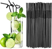 100 PCS 25.6cm Long Multiple Colors Stripes Straws - Suitable for Various Drinks, Juice, Milk, Tea, Daily Use (Black)
