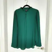 Torrid Womens Green Chiffon Polyester Ruffle Collar Long Sleeve Blouse Size 2X