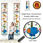 Growth Height Chart Jungle Animal, Giraffe, Elephant Theme for Baby or Child