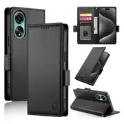 Wallet Case for Oppo A78 4G,Slim Protective Shockproof Case With Card Holder,Premium PU Leather Kickstand-Black