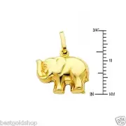 3D Italian Puffed Elephant Charm Pendant Real 14K Yellow Gold 1.4gr
