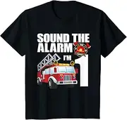 [X.Style] Kids 1 Year Old Firefighter Birthday Fire Truck Engine 1st ds135 Youth T-Shirt (S) Black