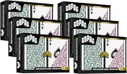 Copag 1546 Design 100% Plastic Playing Cards, Bridge Size Green/Burgundy (Standard Index, 6 Sets)
