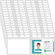 Tanstic 100Pcs Horizontal ID Card Holders, Clear Plastic Name Tags Badge Holder with Waterproof Resealable Zip, Name Badge Holders for Office, School (85 x 100mm/3.34 x 3.93 Inch)