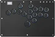 Haute42 Leverless Controller for Arcade Gaming: R16 Retro Rims Series - Thinner & Pinky Button(20.6mm) - 16 Keys Crystal Low-profile Switch - Custom RGB Controller for PC/Switch/PlayStation(Black)